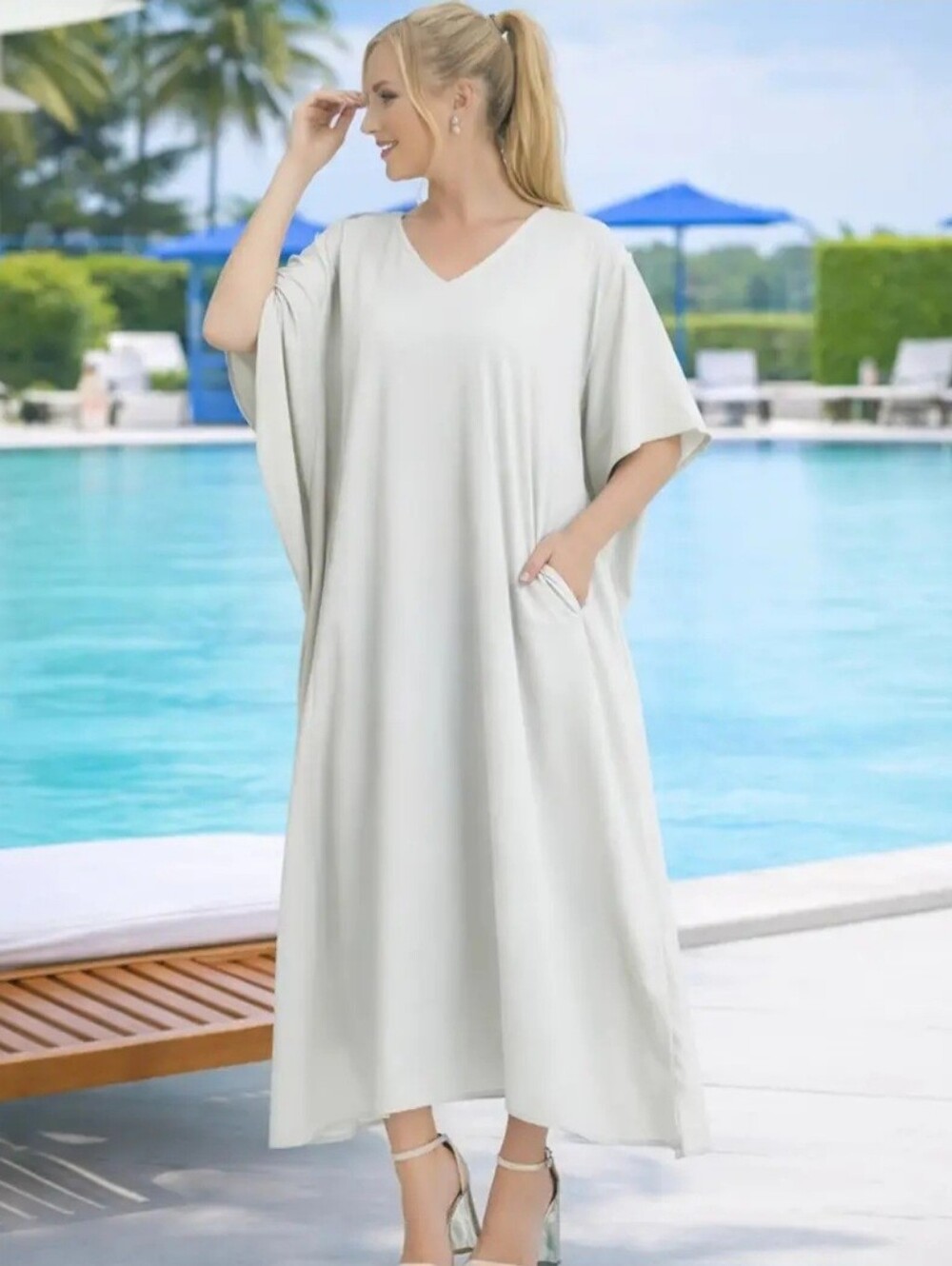 Kaftan Cover Up In Grey.